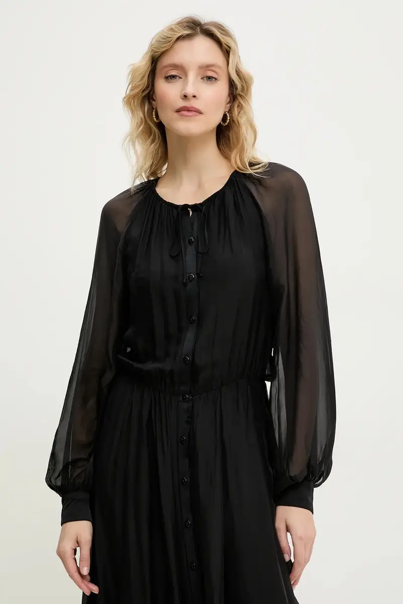 vestito in seta colore nero miniatura 4