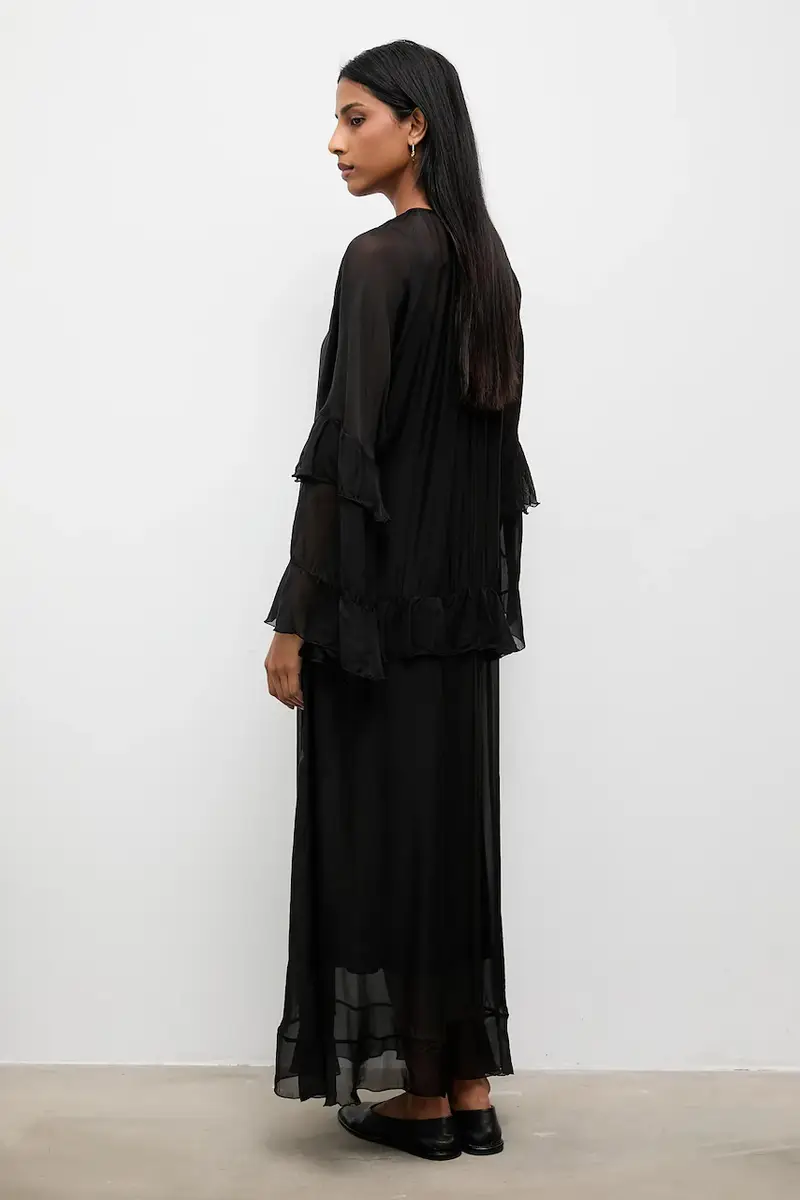 vestito in seta colore nero miniatura 3