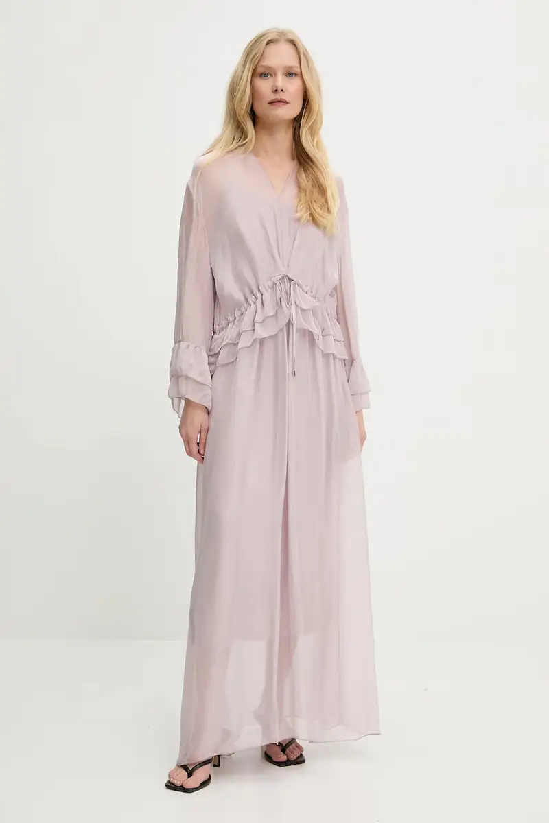 vestito in seta colore rosa