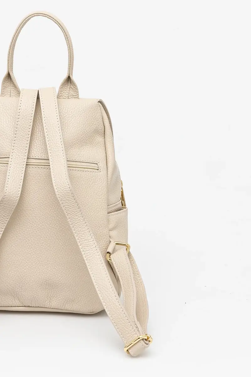 zaino in pelle donna colore beige miniatura 3