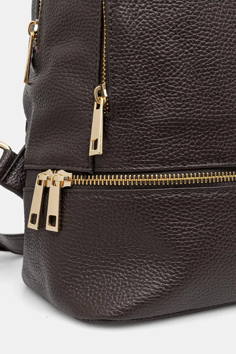 zaino in pelle Marrone miniatura 4