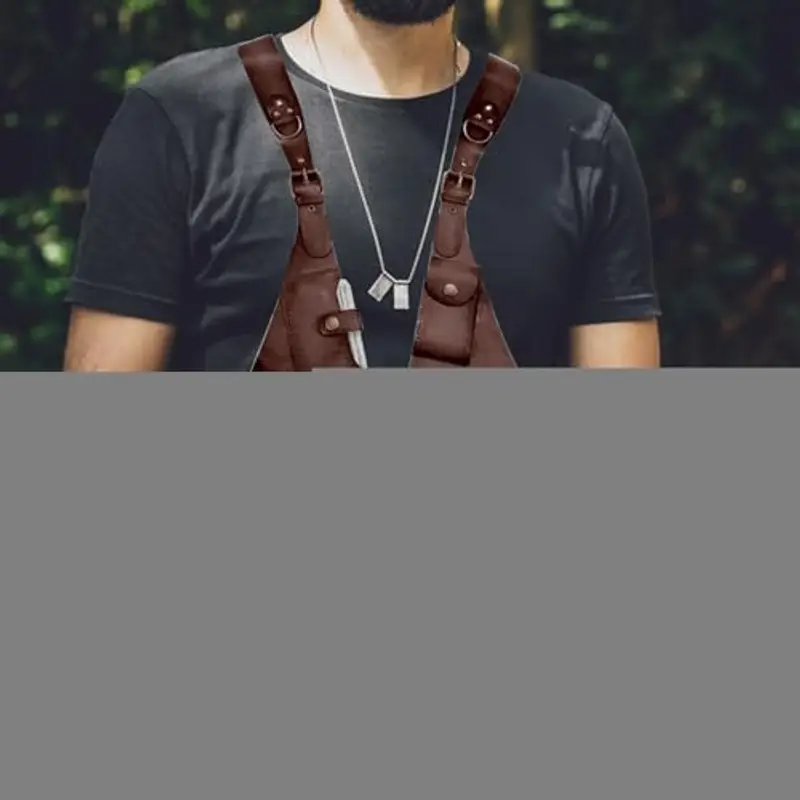 Anti furto imbracatura in pelle, medievale vintage borsa del telefono di sicurezza, sacchetto del telefono per uomo donna, regolabile PU cinturino portafoglio borsa, all'aperto, Marrone scuro miniatura 2