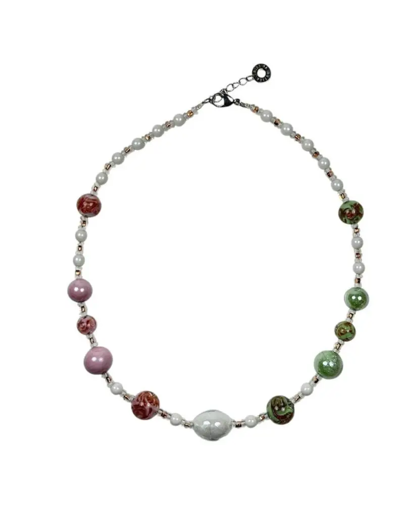 Collana girocollo ANTICA MURRINA Magnolia in acciaio e perle in vetro di Murano CG3MPE2519