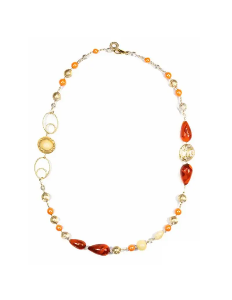 Collana lunga ANTICA MURRINA Celestia in acciaio e perle in vetro di Murano CM7CPE2311