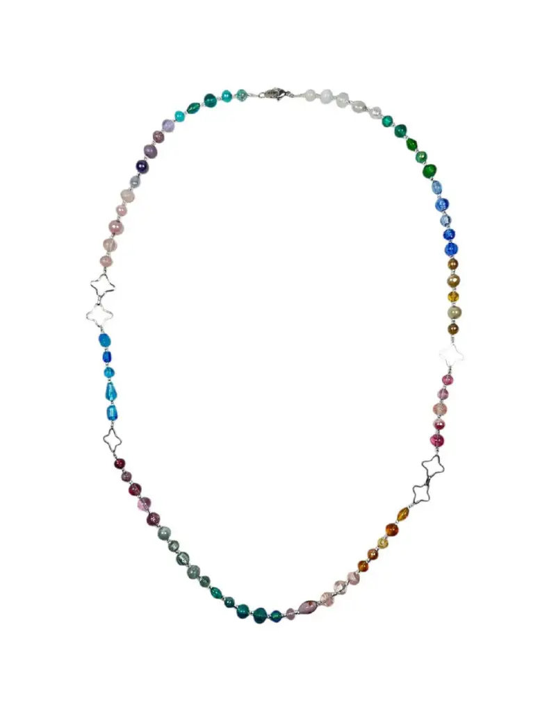 Collana lunga ANTICA MURRINA Tulipano in acciaio e perle in vetro di Murano CL7TPE2519