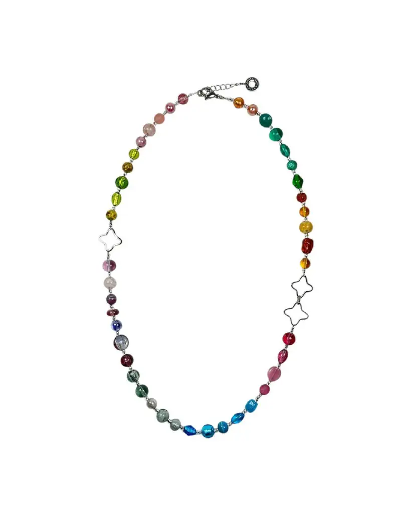 Collana lunga ANTICA MURRINA Tulipano in acciaio e perle in vetro di Murano CM7TPE2519