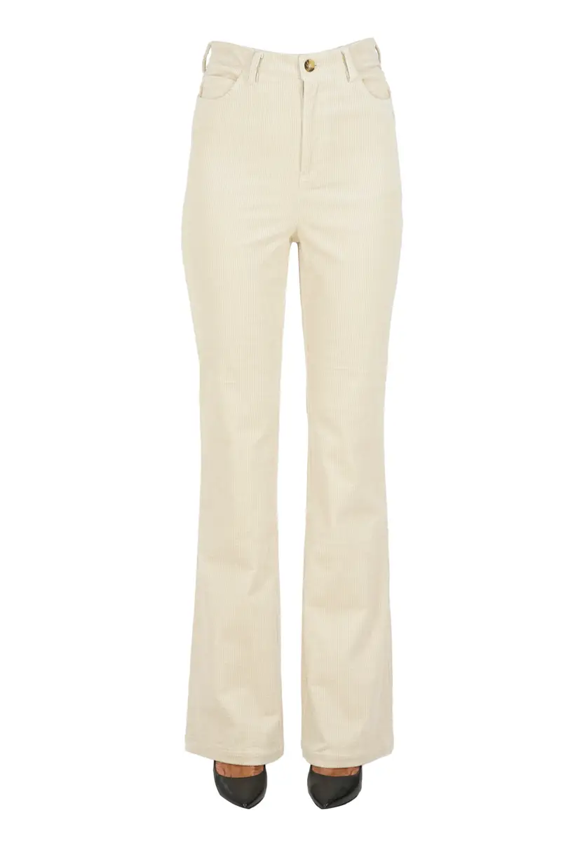 Pantaloni Tildo in velluto a costine Crema