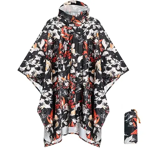 ANYOO Impermeabile Poncho Pioggia Riutilizzabile Multiuso Impermeabile con Cappuccio Packable Telo Riparo a Terra
