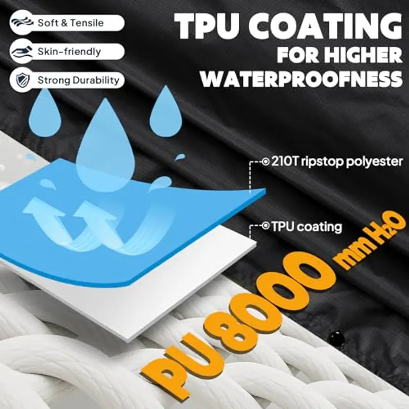 ANYOO Impermeabile Poncho Pioggia Riutilizzabile Multiuso Impermeabile con Cappuccio Packable Telo Riparo a Terra Foglio Ideale per Campeggio all'aperto Pesca Sopravvivenza, Nero, Taglia unica miniatura 3