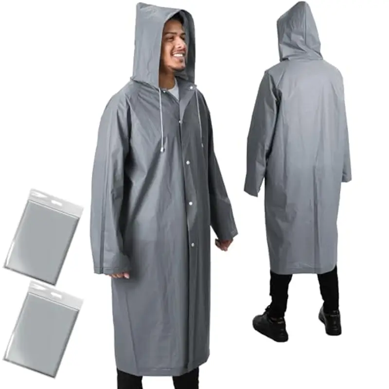 ANYOO Poncho Antipioggia Impermeabile per Adulti, 2 Pezzi Giacca Antipioggia con Cappuccio Riutilizzabile con Maniche