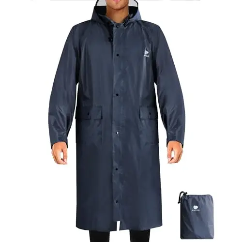 Anyoo, Poncho impermeabile e leggero con cappuccio, per uomo e donna, con tasche, per escursionismo, campeggio,