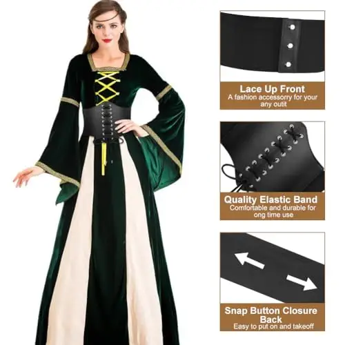 AOGOE Corsetto Donna Nero, Cintura Corsetto Donna Elastico Largo, Cintura in Ecopelle Corsetto, Vintage Corsetto Pirata miniatura 3