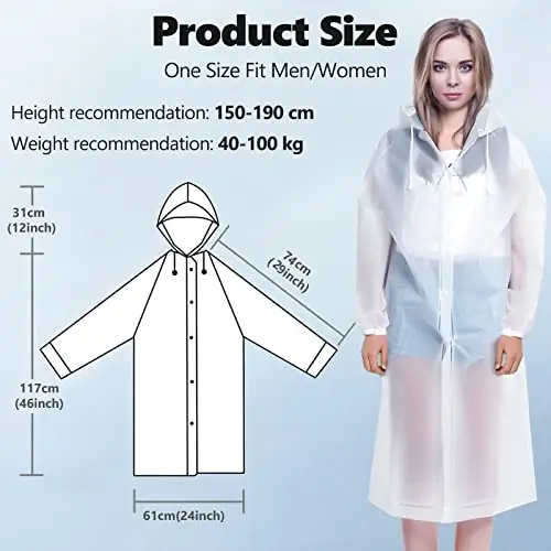 AOKITO Poncho Antipioggia per Donna e Uomo - Impermeabile Riutilizzabile Impermeabile, Mantella Antipioggia in miniatura 2
