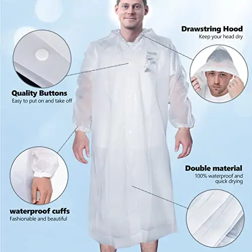 AOKITO Poncho Antipioggia per Donna e Uomo - Impermeabile Riutilizzabile Impermeabile, Mantella Antipioggia in miniatura 3