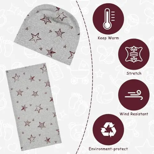 Aolso Cappellino per Ragazzi Ragazze e Sciarpa, Berretto in Morbido Cotone per Bambini e Sciarpa ad Anello, Sciarpa miniatura 2