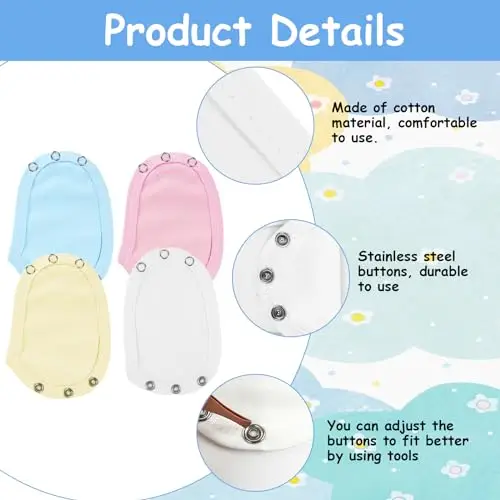 Aolso Extension per Il Corpo, 4pcs Prolunga Body Neonato, Utility Pannolino Prolunga, Unisex miniatura 3