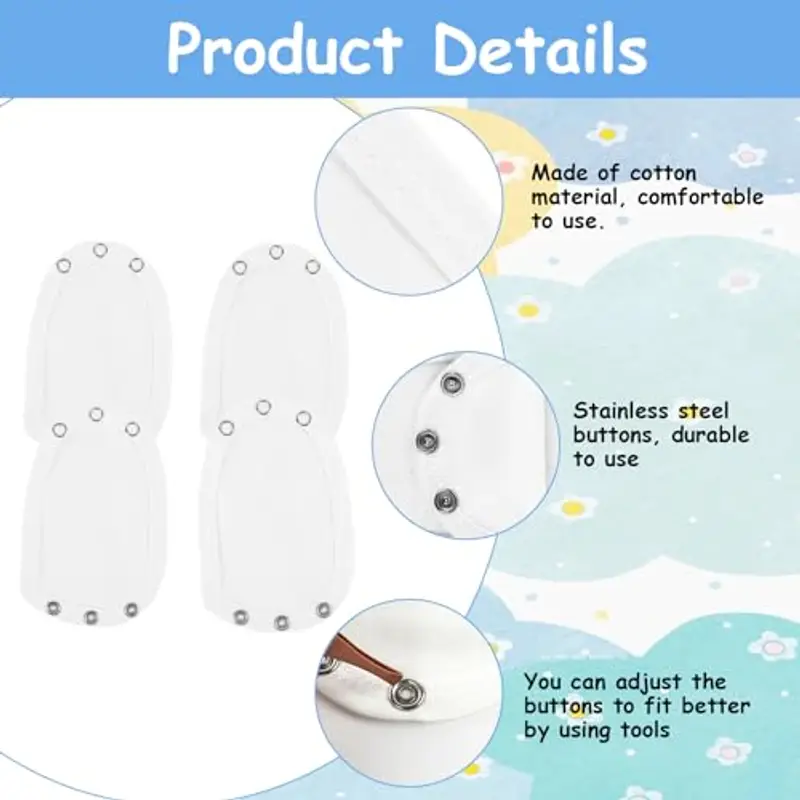 Aolso Extension per Il Corpo, 4pcs Prolunga Body Neonato, Utility Pannolino Prolunga, Unisex-Bimbi, Bianco miniatura 3