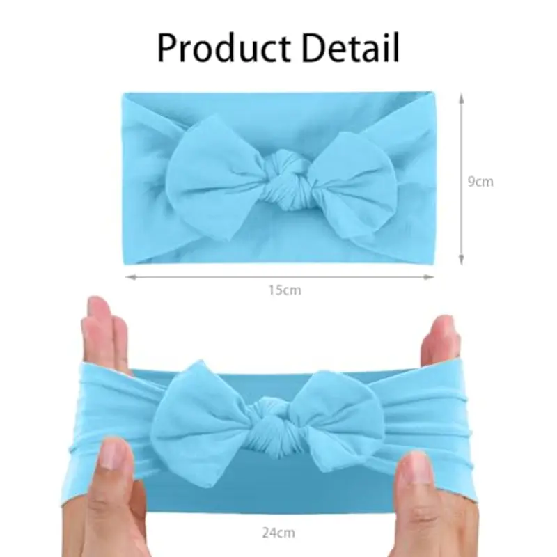Aolso Fascia Capelli Neonata, 10 Pezzi Fiocchi Fasce Capelli Neonata, Nylon Fascia Capelli Bambina Elastica Fascia Neonata per Bambina Neonata 0-3 Anni miniatura 2