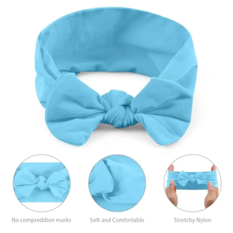 Aolso Fascia Capelli Neonata, 10 Pezzi Fiocchi Fasce Capelli Neonata, Nylon Fascia Capelli Bambina Elastica Fascia Neonata per Bambina Neonata 0-3 Anni miniatura 3