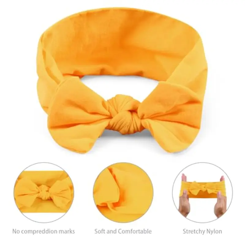 Aolso Fascia Capelli Neonata, 20 Pezzi Fiocchi Fasce Capelli Neonata, Nylon Fascia Capelli Bambina Elastica Fascia Neonata per Bambina Neonata 0-3 Anni miniatura 3