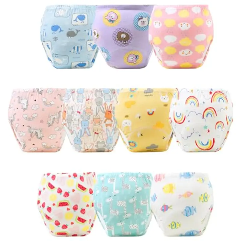 Aolso Mutandine di Apprendimento, 10PCS Pantaloni da Vasino, Apprendimento Rete Traspirante Mutande, Cotone Assorbente Vasino per Bambini Mutande, Taglia 110 da Ragazzo(A)