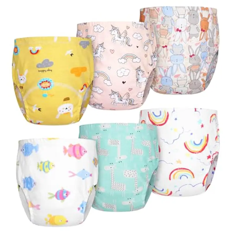 Aolso Mutandine di Apprendimento, 6PCS Pantaloni da Vasino, Apprendimento Rete Traspirante Mutande, Cotone Assorbente Vasino per Bambini Mutande, Taglia 100 da Bambina