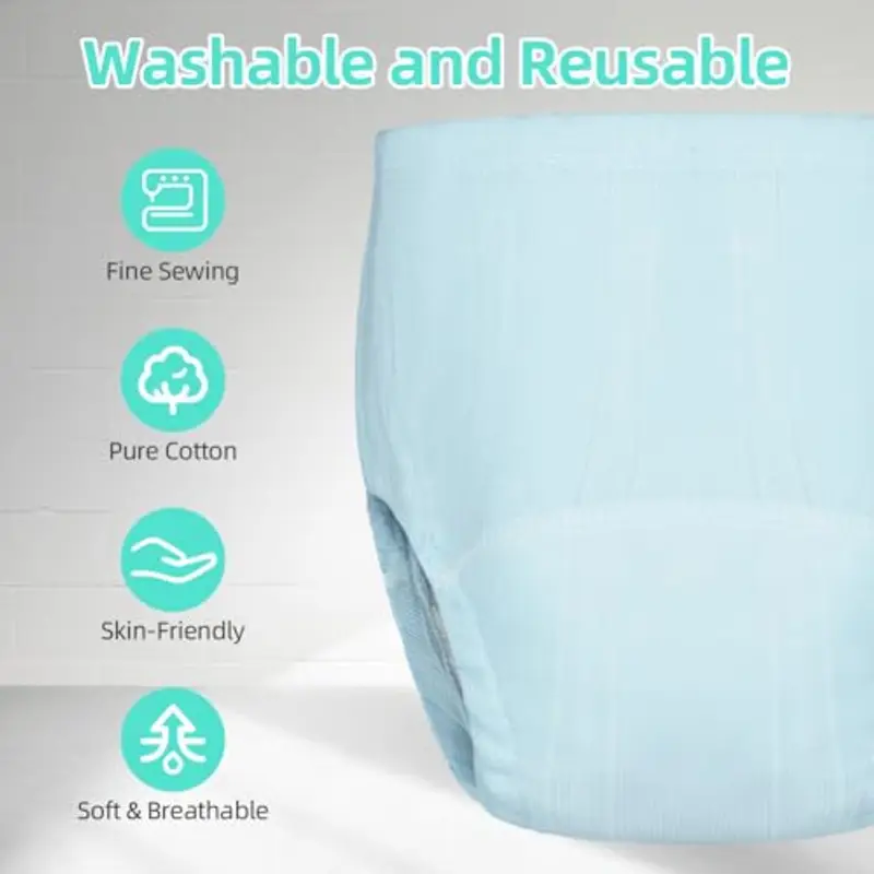 Aolso Mutandine di Apprendimento Bambino, 3PCS Pantaloni da Vasino, Cotone Assorbente Vasino per Bambini Mutande?Apprendimento Rete Traspirante Mutande, Blu-Verde 100 Iarde miniatura 3