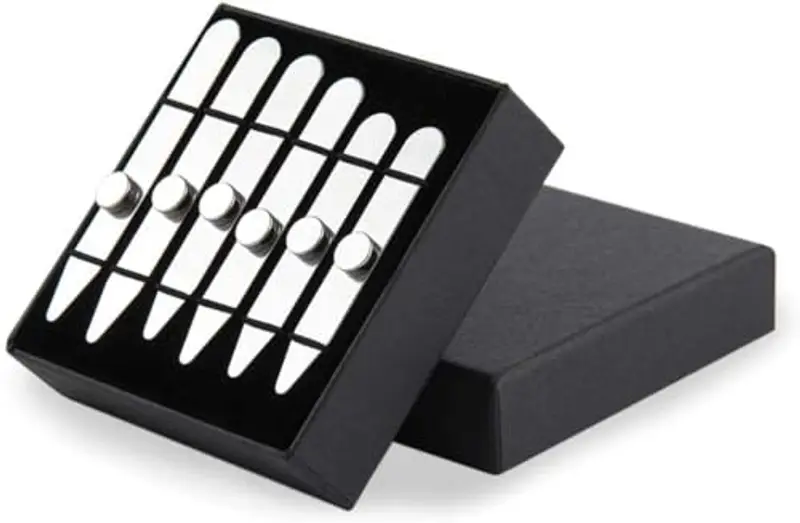 AOLVO - Collari magnetici in acciaio INOX con 4 calamite, per uomo, colore: Argento miniatura 2