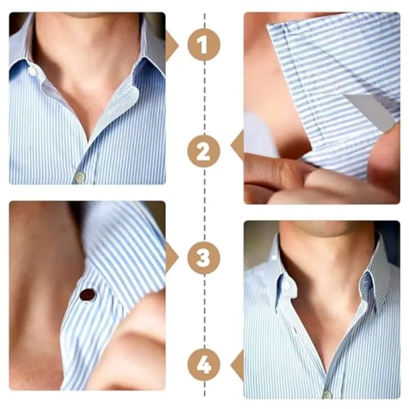 AOLVO - Collari magnetici in acciaio INOX con 4 calamite, per uomo, colore: Argento miniatura 3