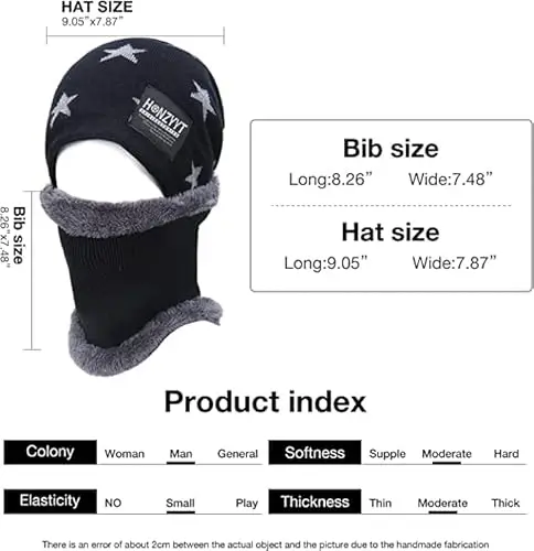 AOMAIGAD Berretto Invernale per Bambini, Beanie Bambino Cappello con Sciarpa Set, Elastico in Maglia Beanie cap miniatura 2