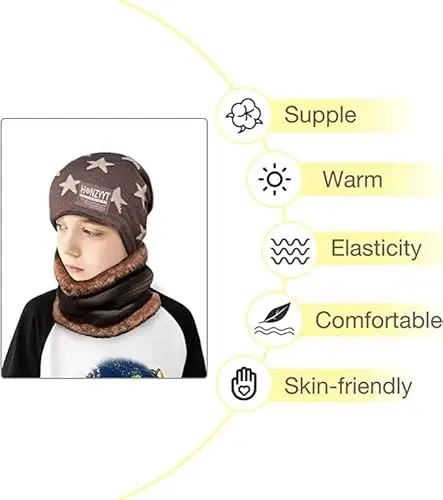 AOMAIGAD Berretto Invernale per Bambini, Beanie Bambino Cappello con Sciarpa Set, Elastico in Maglia Beanie cap miniatura 3
