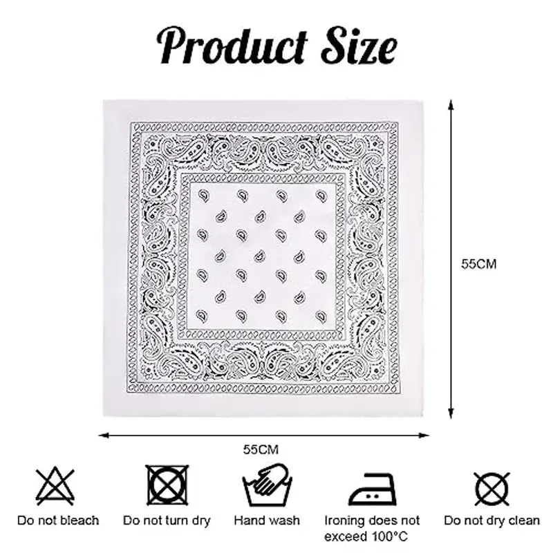 Aomig Bandana Colorata con Paislys Pattern - Fazzoletto Copricapo per Uomo, Donna, Bambini - Bianco e Altri Colori per Capelli, Collo, Polso, Testa miniatura 2