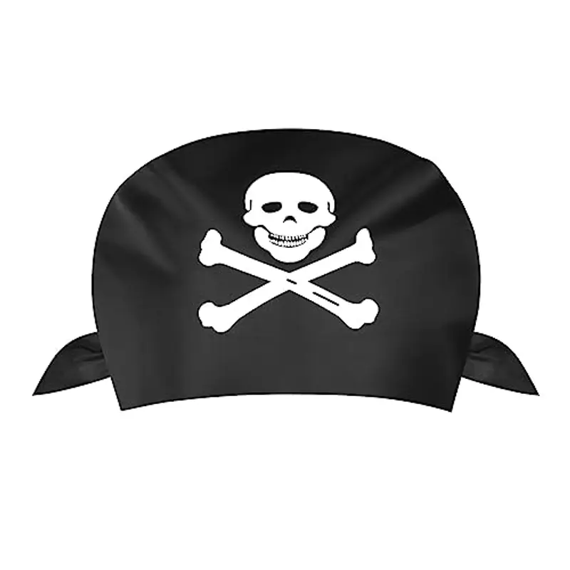 Aomig Bandana Pirata, Bandana Nera Accessori Pirata di Stampa Del Cranio, Sciarpa a Testa di Pirata Accessori per Costume da Pirata, per Cosplay, Halloween, Carnevale, Feste a Tema