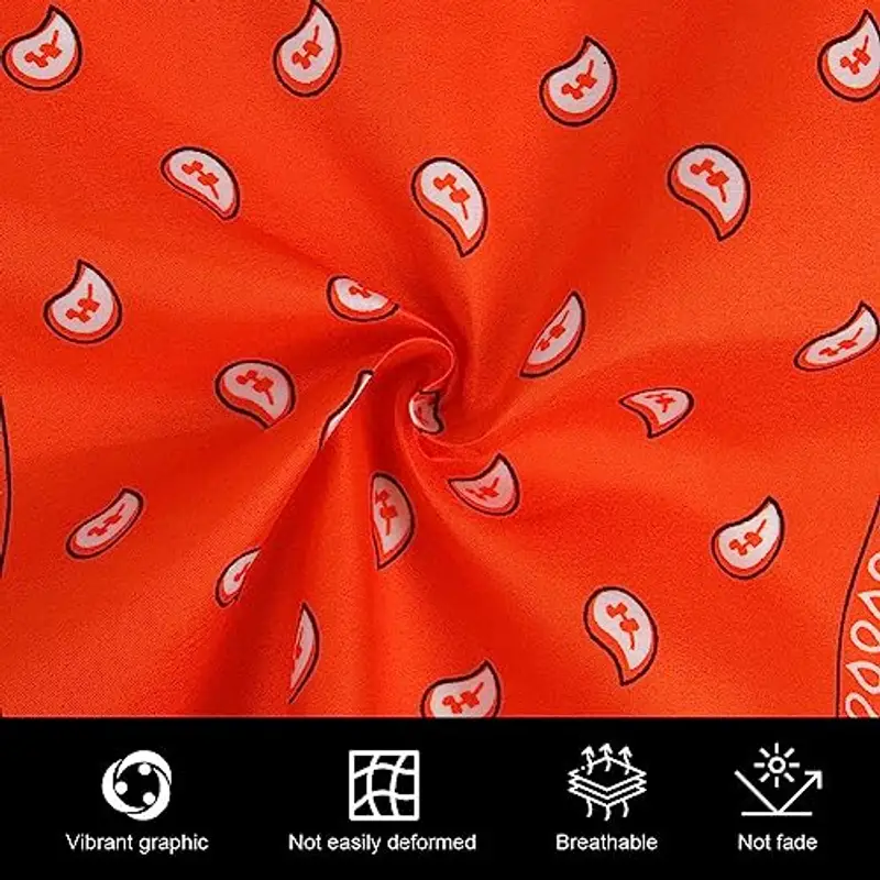 Aomig Bandane, Anacardi Bandana Bandane Colorate Bandana Arancione per Uomo Donna Bambini, Bandane Colorate Donna con Paislys Pattern Fazzoletto Copricap per Capelli/Collo/Polso/Testa miniatura 3