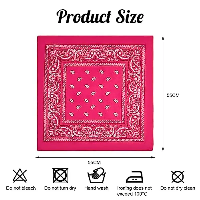Aomig Bandane, Anacardi Bandana Colorate Bandana Rosa per Uomo Donna Bambini, Bandane Colorate Donna con Paislys Pattern Fazzoletto Copricap per Capelli/Collo/Polso/Testa miniatura 2