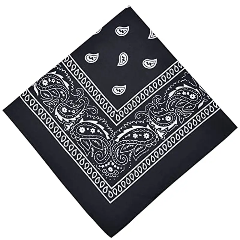 Aomig Bandane, Bandana Nera Bandane Colorate per Donna e Uomo, Multicolori Fazzoletti Testa Bandana per Capelli Modello di Anacardi, Stile Hip Hop, 55 * 55CM