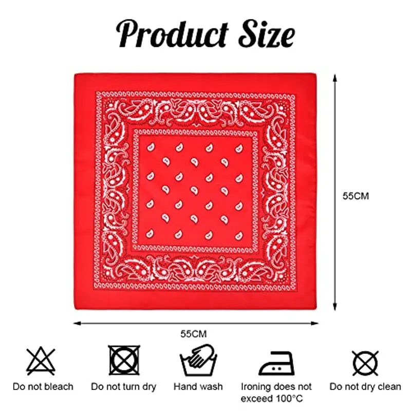 Aomig Bandane, Bandana Rossa Bandane Colorate per Donna e Uomo, Multicolori Fazzoletti Testa Bandana per Capelli Modello di Anacardi, Stile Hip Hop, 55 * 55CM miniatura 2