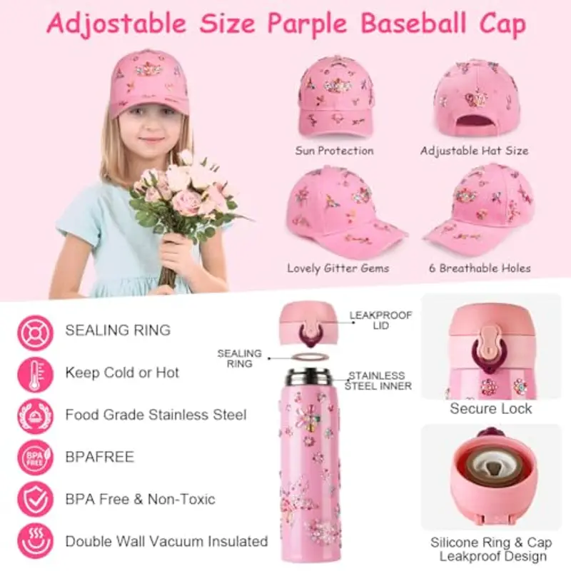 Aomig Cappello Baseball Bambino, Set Cappellino Baseball Bambino con Tazza Termica e Adesivi, Cappellino da Baseball miniatura 3