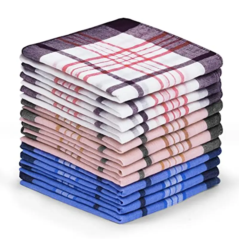 Aomig Fazzoletti Uomo, 12 Pcs Fazzoletto da Uomo Fazzoletti di Stoffa, 3 Color Fazzoletto per Affari/Ufficio/Casa/Viaggi, 36cm*36cm…