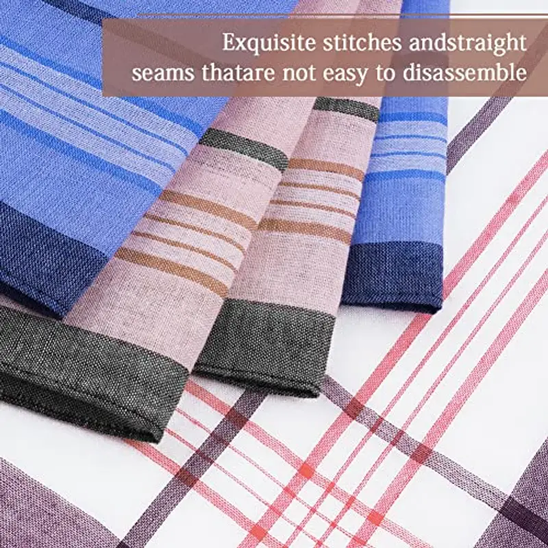 Aomig Fazzoletti Uomo, 12 Pcs Fazzoletto da Uomo Fazzoletti di Stoffa, 3 Color Fazzoletto per Affari/Ufficio/Casa/Viaggi, 36cm*36cm… miniatura 3