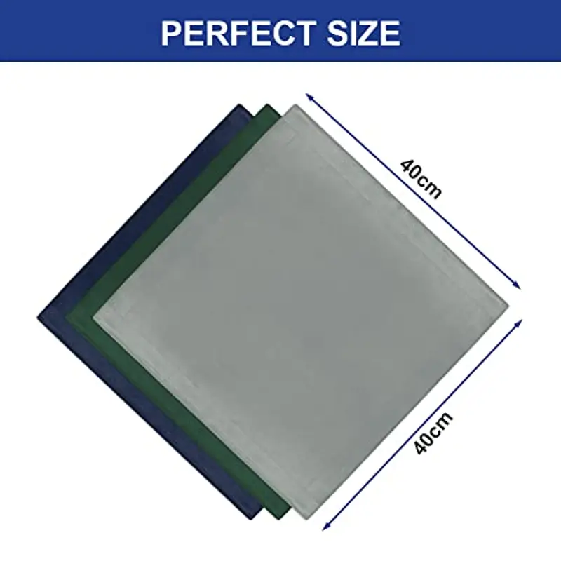 Aomig fazzoletti Uomo, 9 Pezzi Fazzoletti di Cotone Uomini Grandi Fazzoletti in Cotone, Fazzoletti Stoffa di Tinta Unita, Morbido e Semplice, Regalo da Uomo, 40cm*40cm(C) miniatura 2