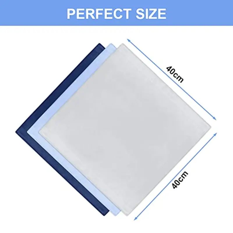 Aomig fazzoletti Uomo, 9 Pezzi Fazzoletti di Cotone Uomini Grandi Fazzoletti in Cotone, Fazzoletti Stoffa di Tinta Unita, Morbido e Semplice, Regalo da Uomo, 40cm*40cm(D) miniatura 2