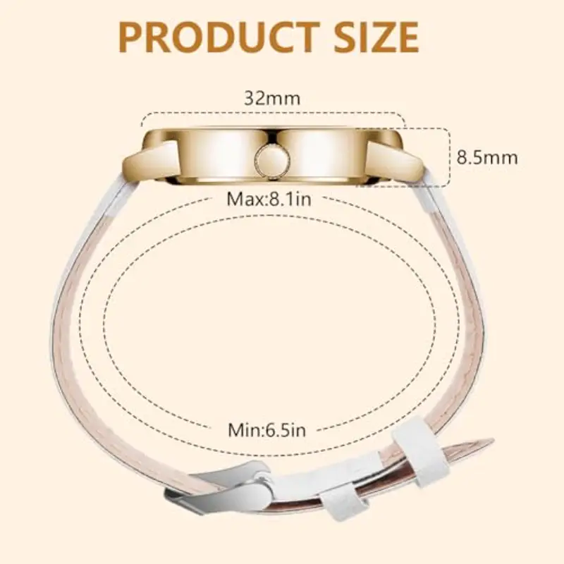 AOOSU Orologio Da Donna, Orologio Al Quarzo Analogico, Orologio Da Polso per Donna Orologio Da Classico Business Casual Cinturino per Oorologio Satinato (Bianco) miniatura 2