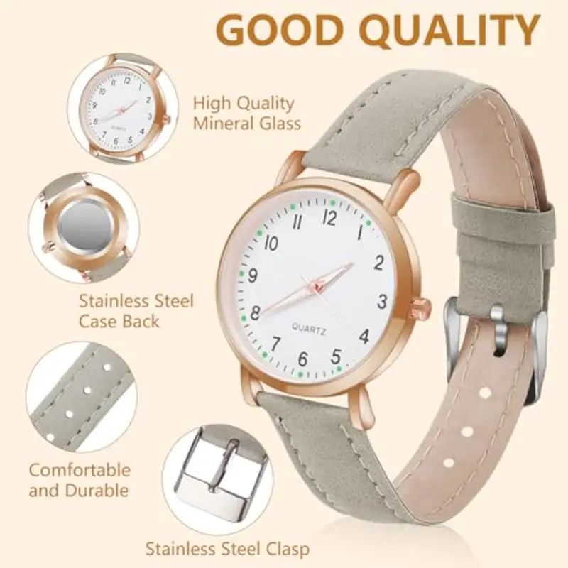 AOOSU Orologio Da Donna, Orologio Al Quarzo Analogico, Orologio Da Polso per Donna Orologio Da Donna Classico Business miniatura 3