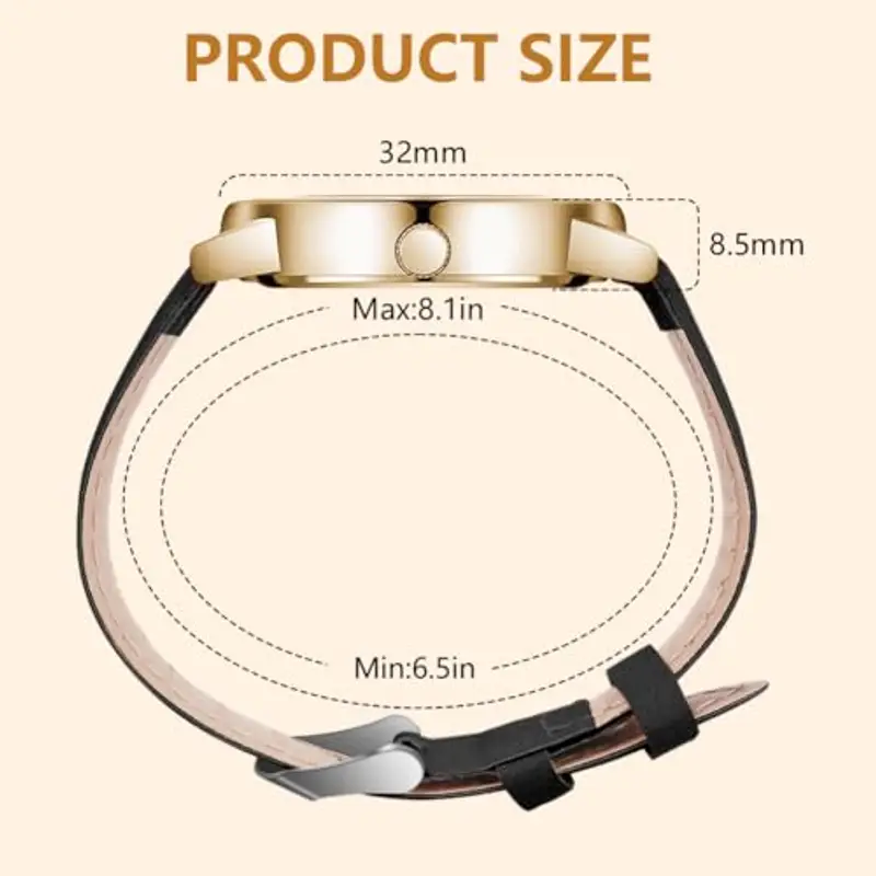 AOOSU Orologio Da Donna, Orologio Al Quarzo Analogico, Orologio Da Polso per Donna Orologio Da Donna Classico Business Casual Cinturino per Oorologio Satinato (Nero) miniatura 2