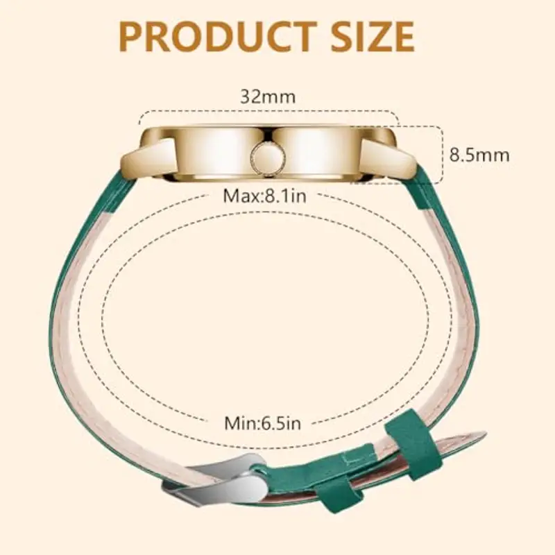 AOOSU Orologio Da Donna, Orologio Al Quarzo Analogico, Orologio Da Polso per Donna Orologio Da Donna Classico Business Casual Cinturino per Oorologio Satinato (Verde) miniatura 2