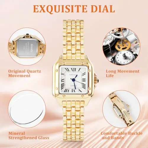 AOOSU Orologio da Donna, Orologio Donna Piccolo, Orologios Analogico al Quarzo con Cinturino in Acciaio, Cassa miniatura 3