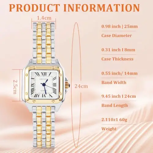 AOOSU Orologio da Donna, Orologio Donna Piccolo, Orologios Analogico al Quarzo con Cinturino in Acciaio, Cassa miniatura 2