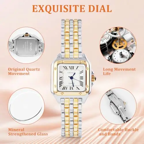 AOOSU Orologio da Donna, Orologio Donna Piccolo, Orologios Analogico al Quarzo con Cinturino in Acciaio, Cassa miniatura 3