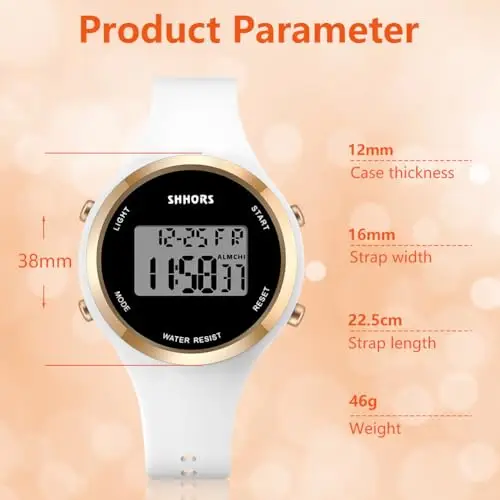 AOOSU Orologio Digitale da Donna, Orologio da Donna con Sveglia, Cinturino in Silicone, Quadrante Luminoso miniatura 2
